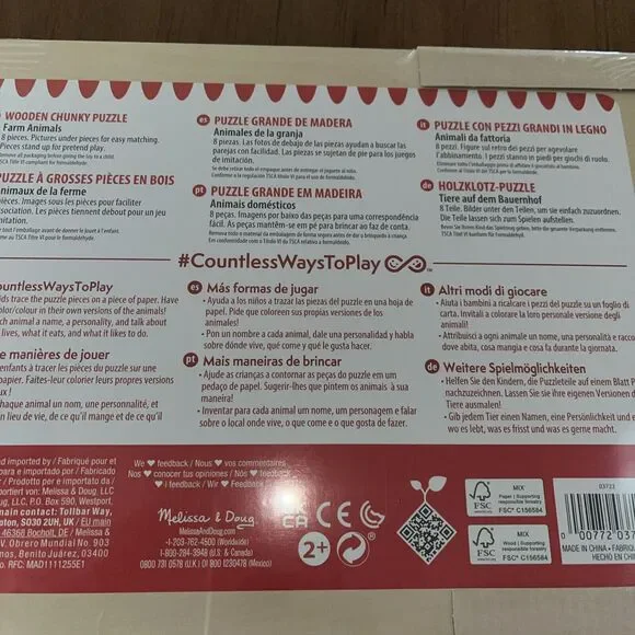 Melissa & Doug Farm Animals Wooden Chunky Puzzle New Sealed - Picture 5 of 6